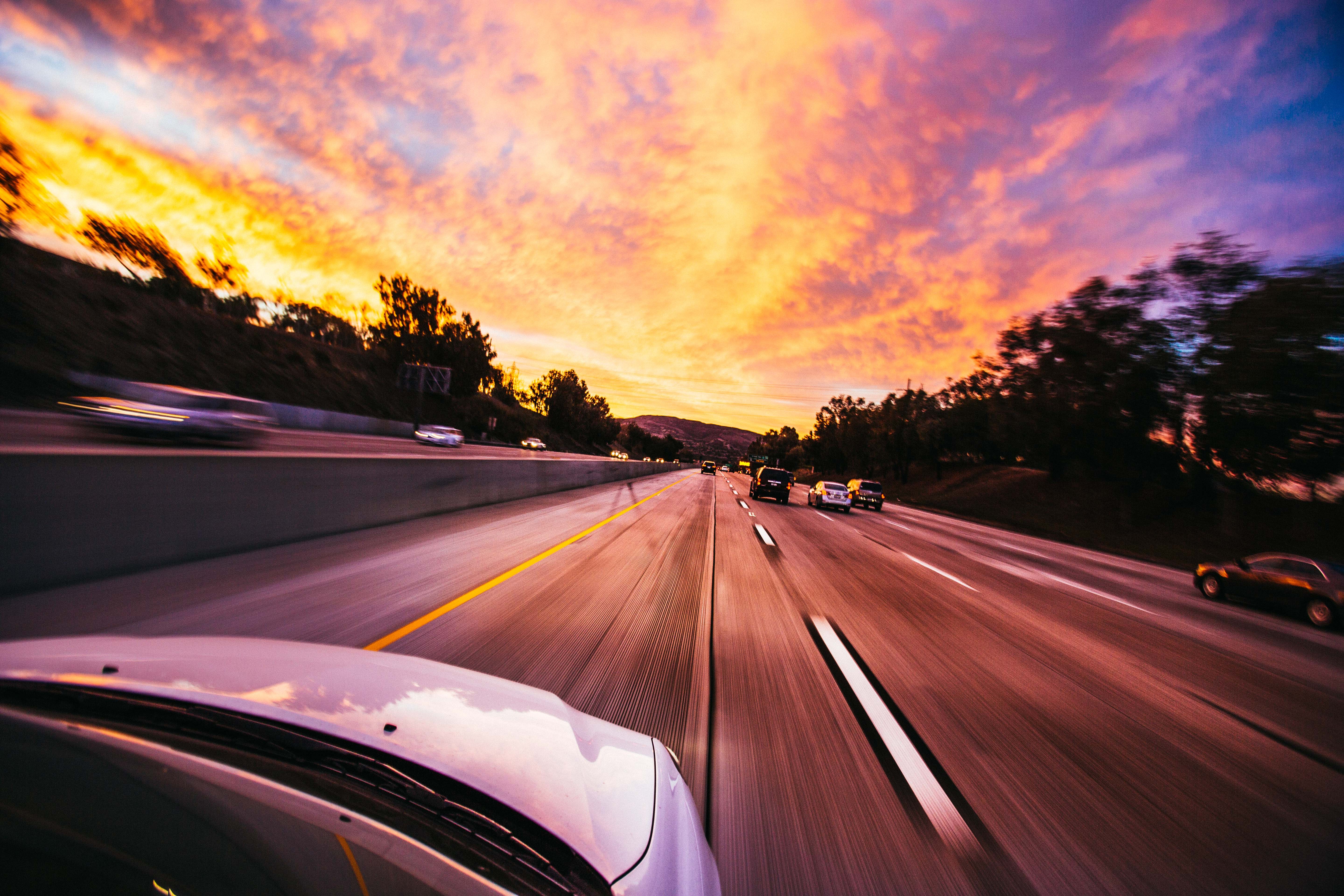  A car driving on the motorway